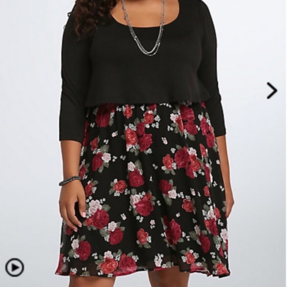 Torrid Floral Dress w/ Cropped Sweater Top